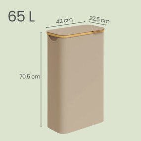 Cesto da roupa suja 65 L com tampa 150 L 42 x 22,5 x 70,5 cm castanho camelo