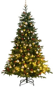 vidaXL Árvore Natal artificial articulada c/ 300 luzes LED+bolas 180cm