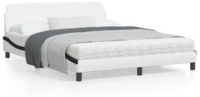 Estrutura cama c/ cabeceira 160x200 couro artif. branco/preto