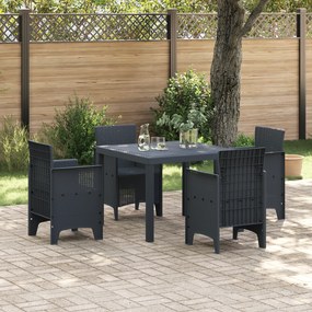 vidaXL Conjunto de Jantar de 5 Peças em Rattan Polipropileno Antracite