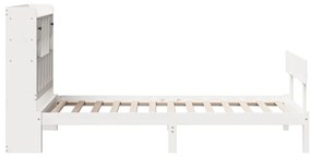 Cama com estante sem colchão 90x200 cm pinho maciço branco