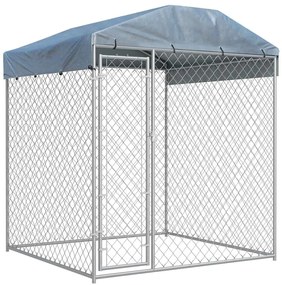 Canil de exterior com toldo 193x193x225 cm