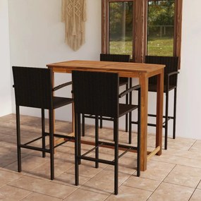 vidaXL 5 pcs conjunto de bar para jardim castanho