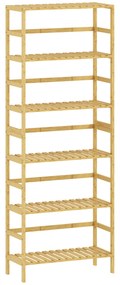 Estante de Bambu de 6 Níveis Prateleiras Ajustáveis para Espaços Pequenos Casa de Banho  Cozinha 60x26x161 cm Madeira