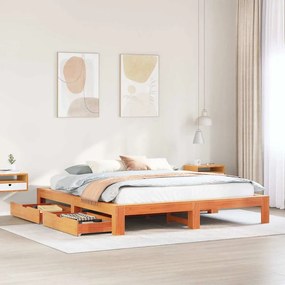 vidaXL Cama sem colchão 200x200 cm pinho maciço castanho-mel