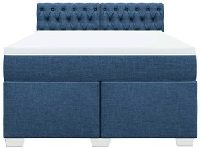 Cama com molas/colchão 140x190 cm tecido azul