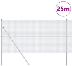 Cerca de Arame Soldado com 13 Postes 1x25 m de Aço Galvanizado