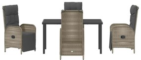 Conjunto de Jantar de Jardim com 5 Peças e Almofadas, Rattan Sintético