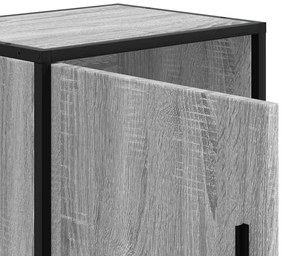 Mesa de cabeceira sonoma 40x31x50 cm madeira e metal cinzento