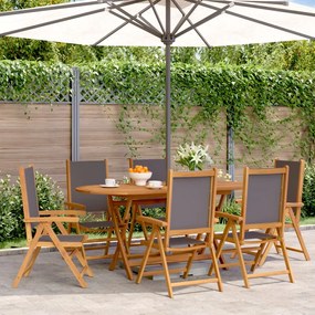 vidaXL Cadeiras jardim reclin. 6 pcs tecido/madeira maciça antracite