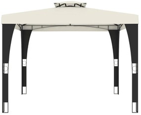 Gazebo com telhado duplo 2,98x2,98 m aço creme