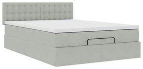 Estrutura de cama otomana com colchão 140x190 cm cinzento claro