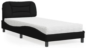 Cama com colchão 90x190 cm tecido preto