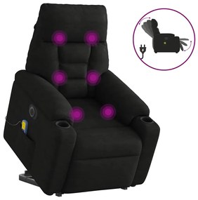 vidaXL Poltrona de massagens elétrica elevatória microfibra preto