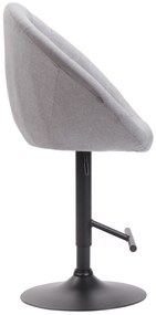 Banco de bar London em tecido e com estrutura preta 65 x 107-128 x 57 cm Cinzento