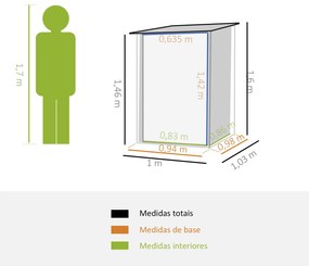Outsunny Abrigo de Jardim 0,92 m² 100x103x160cm Abrigo Exterior de Aço