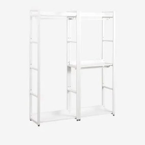 Armário Modular Aberto De 2 Peças Com Cabideiro Em Aço E Mdf Ariaster Branco - Sklum