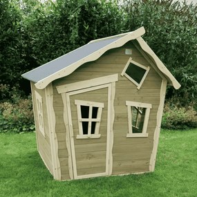 Casa de brincar exterior para crianças Crooky 100 em madeira - cinza-bege