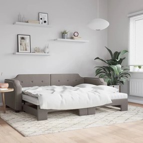 vidaXL Sofá-cama c/ gavetão/colchões 90x200cm tecido cinza-acastanhado