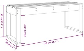 Banco de jardim 110x38x45 cm madeira de pinho maciça branco