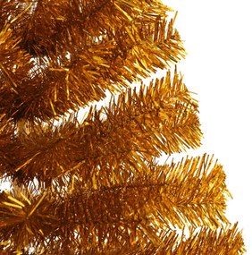 Meia árvore de Natal artificial com suporte 180 cm PET dourado