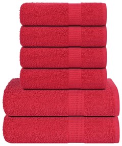 6pcs Conjunto toalhas banho 360 gsm 100% algodão vermelho