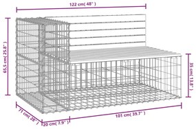 Banco de jardim c/ design gabião 122x71x65,5cm pinho impregnado