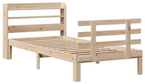 Estrutura de cama com cabeceira 100x200cm pinho maciço