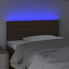 Cabeceira de cama c/ luzes LED tecido 100x5x78/88 cm castanho