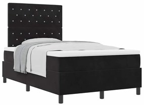 Cama Box Spring com Colchão preta Pequena Dobrada Veludo