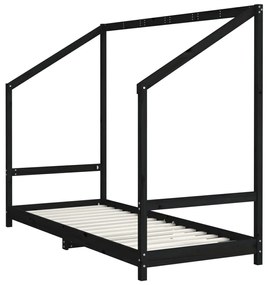 Estrutura de cama infantil 80x200 cm pinho maciço preto