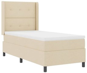 Cama Box com Colchão e LED Creme 100x200 cm - Tecido