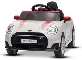 Carro elétrico para crianças 12V Mini Cooper MP3 Player com Controlo remoto, bateria de Lítio Licença Original Branco
