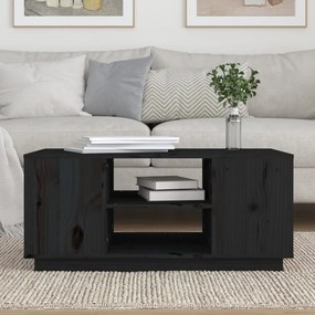 Mesa de centro 90x49x40,5 cm madeira de pinho maciça preto
