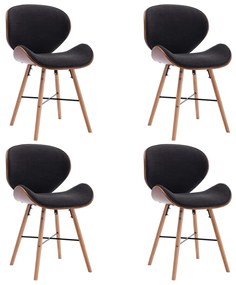 Cadeiras de jantar 4 pcs tecido/madeira curvada cinzento-escuro - 183527
