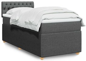 vidaXL Cama com molas/colchão 90x200 cm tecido cinzento-escuro