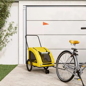 vidaXL Reboque bicicleta p/ animais tecido oxford/ferro amarelo