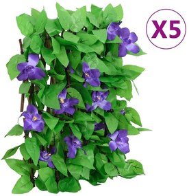  Treliça de hera artificial extensível 5 pcs 180x20 cm verde