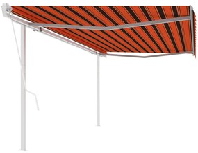 vidaXL Toldo retrátil automático com postes 5x3,5 m laranja e castanho