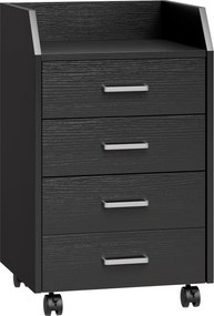 Vinsetto Gaveteiro de escritório armazenamento com rodízios 4 gavetas deslizantes em madeira  40 x 36 x 65 cm branco | Aosom Portugal