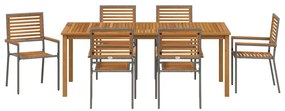 Conjunto de Jantar para o Jardim 7 pcs Cinzeto