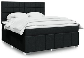 vidaXL Cama com molas/colchão 180x200 cm tecido preto