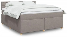 vidaXL Cama com molas/colchão 180x200 cm tecido castanho-acinzentado