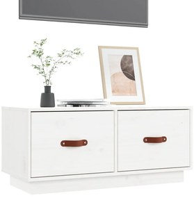 Móvel de TV 80x34x35 cm madeira de pinho maciça branco