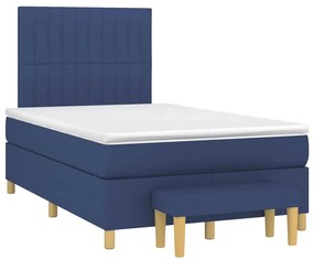 Cama boxspring com colchão 120x190 cm tecido azul