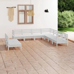 vidaXL 9 pcs conjunto lounge de jardim pinho maciço branco