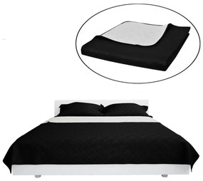 Colcha dupla face acolchoada preto/branco 230 x 260 cm