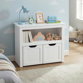 Estante infantil para brinquedos com rodas 29,7 x 72,2 x 60 cm Branco