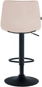 Banco de bar Jerry em veludo com estrutura preta 87-108,5 x 43 x 46,5 cm Bege