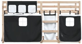 Beliche com cortinas 80x200 cm pinho maciço branco e preto